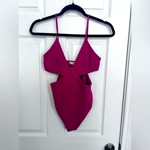 NWOT Free People, Love Triangle Bodysuit, Small in Cha Cha Cherry - Picture 6 of 7